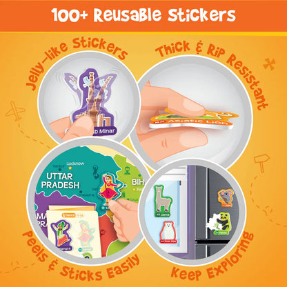 Imagimake Mapology India Map Wall Chart with Reusable Stickers