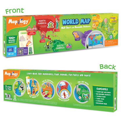 Imagimake Mapology World Map Wall Chart with Reusable Stickers