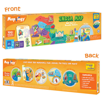 Imagimake Mapology India Map Wall Chart with Reusable Stickers
