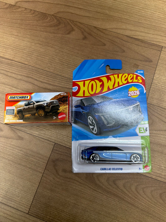 SINGLE HOT WHEELS CAR CADILLAC CELESTIQ and DNK70 (MATCHBOX PWR GBRS HERITAGE)- 2024 Toyota Tacoma