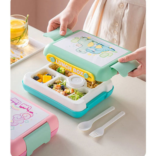 Unicorn & Dino Theme 4-Compartment Lunch Box