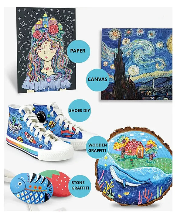 Acrylic Art Marker Set – (48 pieces – Multicolor) - Girls & Boys