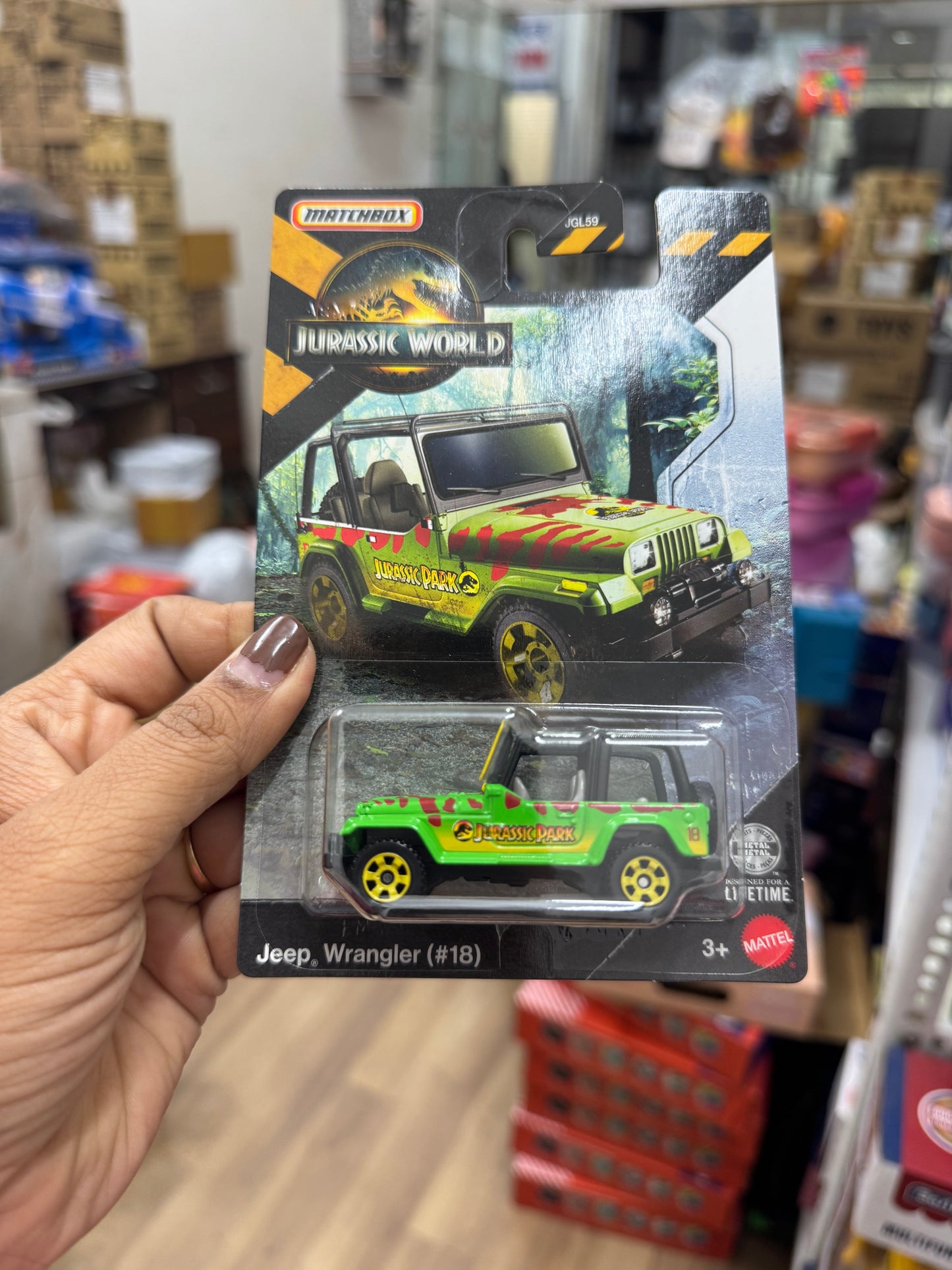 MATCHBOX JURASSIC WORLD JEEP WRANGLER (#18)- GREEN