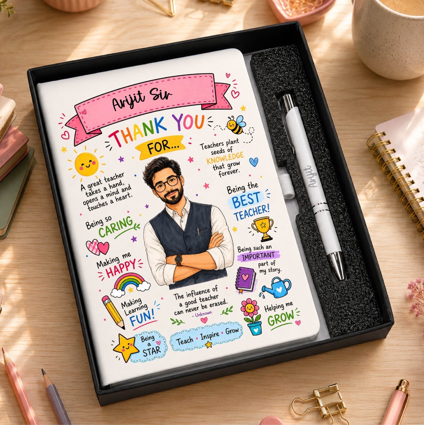 Customised Teacher’s Day Gift — A5 Diary & Pen