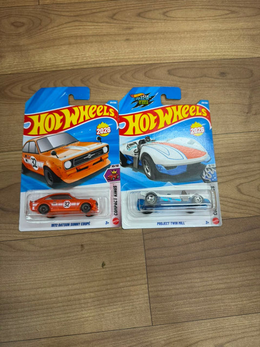1972 DATSUN SUNNY COUPE AND PROJECT TWIN MILL: SINGLE HOT WHEELS CARS
