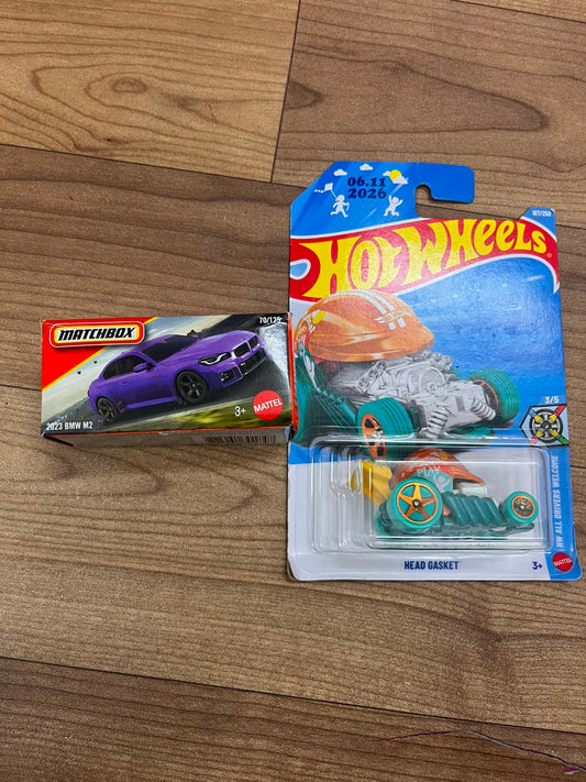 2023 BMW M2(MATCHBOX CAR) AND HEAD GASKET HOTWHEELS SINGLE CAR