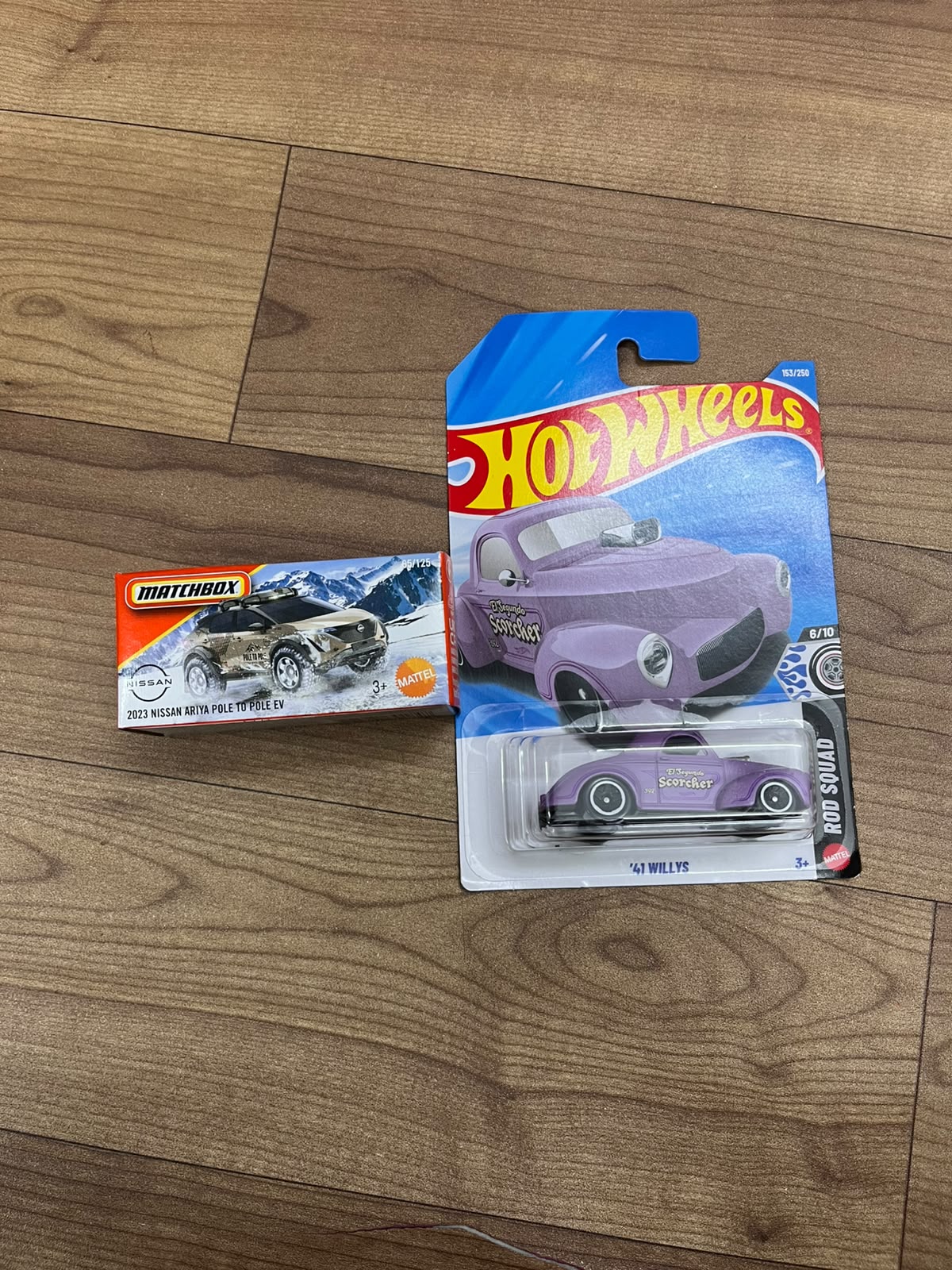 2023 NISSAN ARIYA POLE TO POLE EV(MATCHBOX CAR) AND 41 WILLYS HOTWHEELS SINGLE CAR