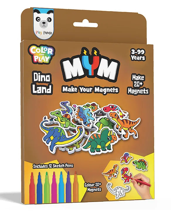 Play Panda MYM Colour & Play Fun Craft Kit for Kids | Make 20+ Fridge Magnets | DIY Craft & Colouring Activity