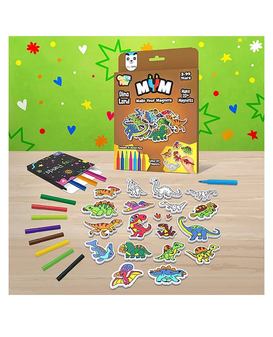 Play Panda MYM Colour & Play Fun Craft Kit for Kids | Make 20+ Fridge Magnets | DIY Craft & Colouring Activity