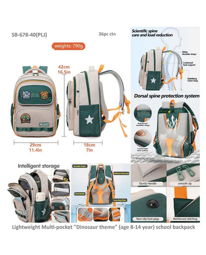 16.5 Inches Dinosaur Theme Backpack For Kids With Adjustable Straps Premium bag pack