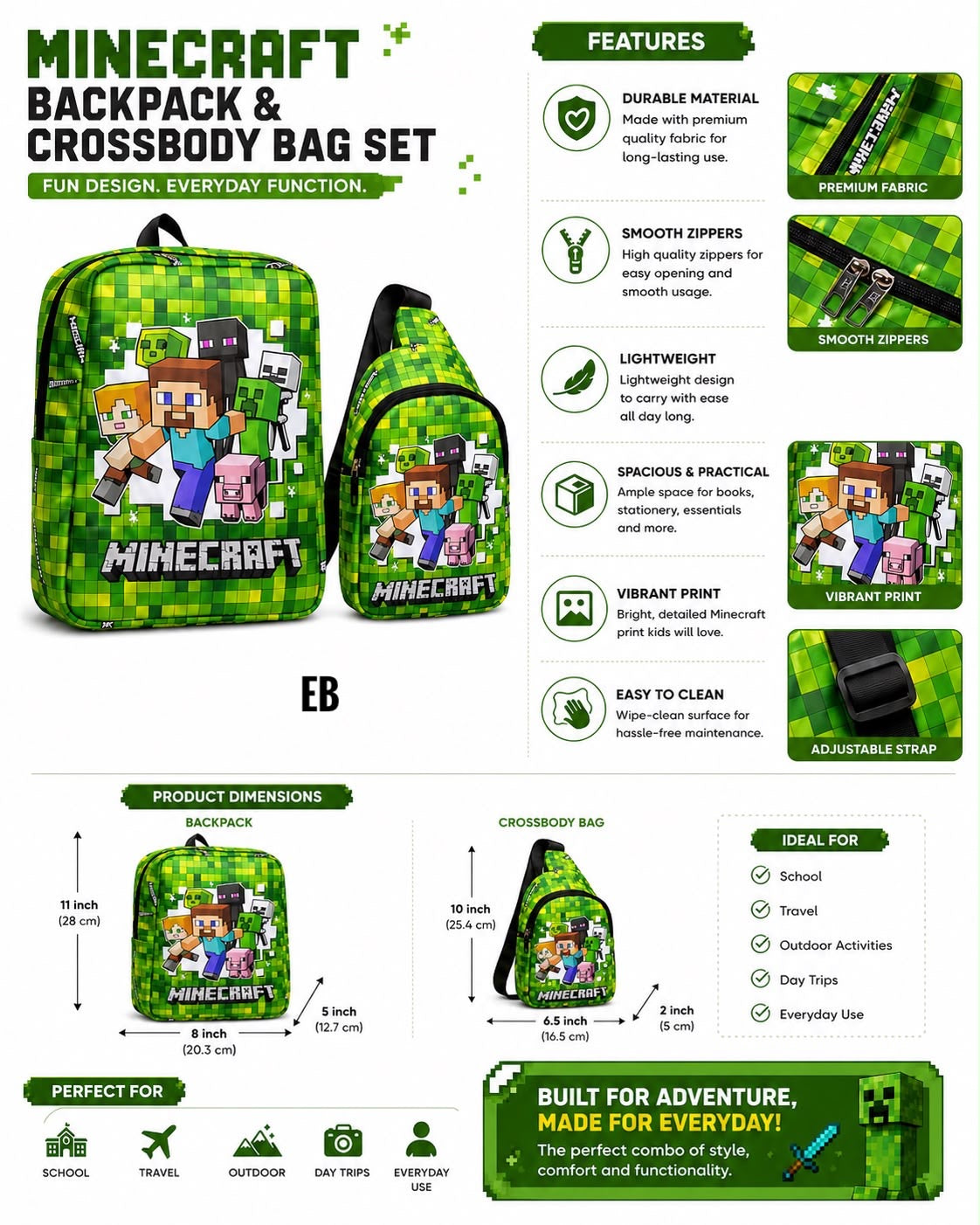 Etrending Backpack and Sling Bag Set