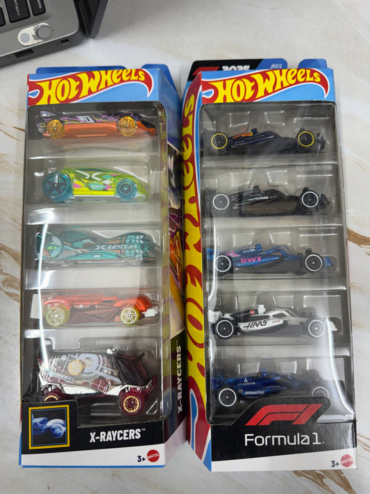 Hot Wheels 2026 Diecast Cars - Pack of 5- FORMULA 1 AND X-RAYCERS