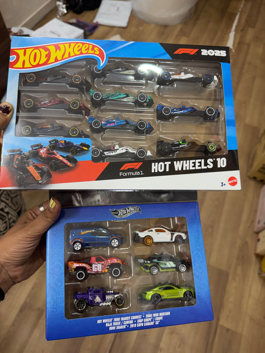 Hot Wheels Formula 1 2025 10-Pack Diecast Cars Set | 1:64 Scale Official F1 Collection and Hot Wheels 2026 Silver Series Legends Car Set Of 6 Legends Vehicles