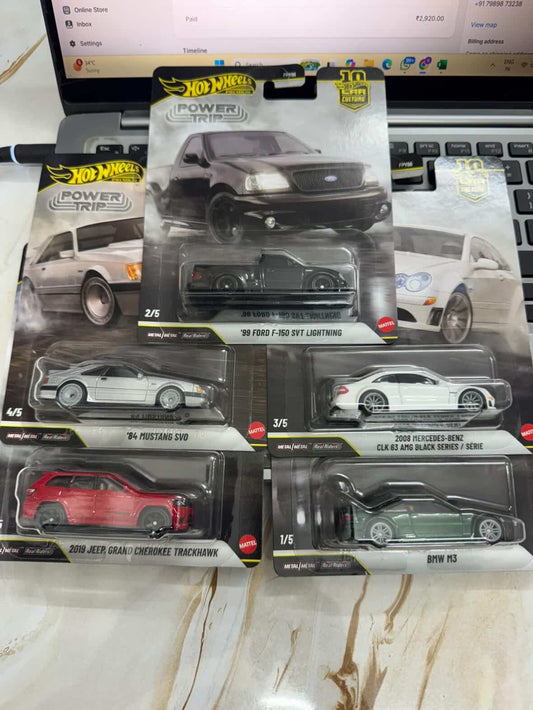 Hot Wheels Car Culture 2026 Power TRIP Case, Set of 5 Cars, FPY86