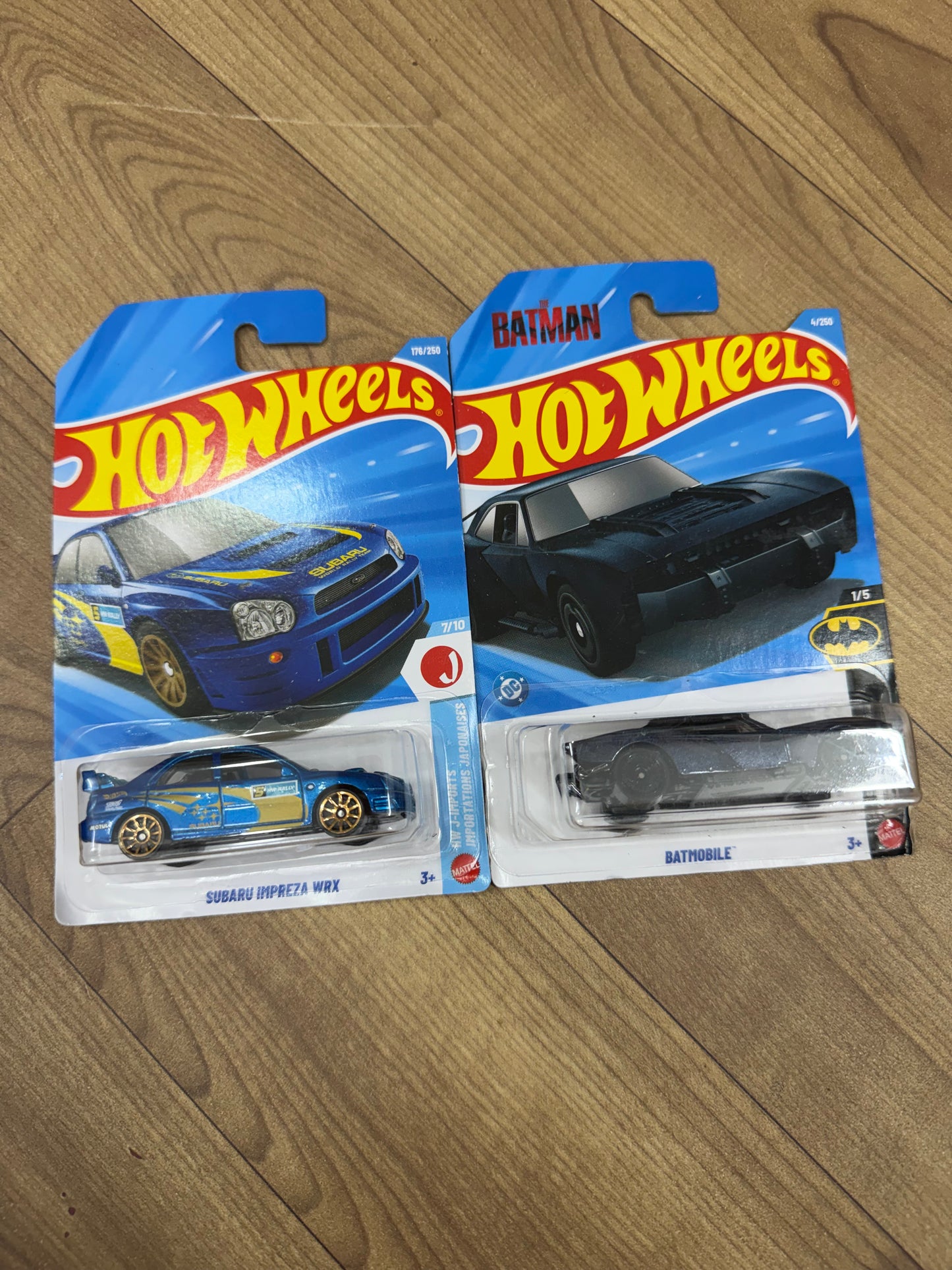 SINGLE HOTWHEELS CAR- SUBARU IMPERA WRX AND BATMOBILE