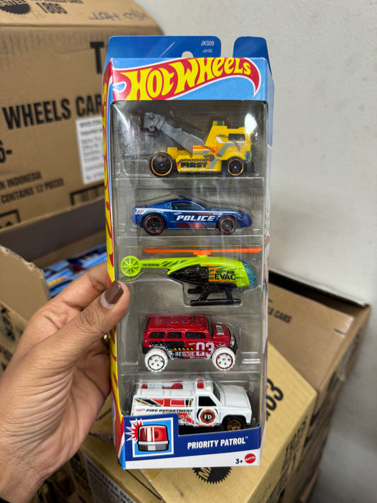 Hot Wheels 2026 Diecast Cars - Pack of 5- HW PRIORITY PATROL