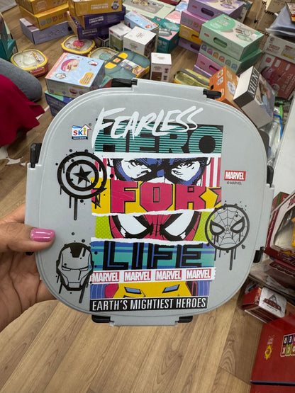 Ski Baker JUMBO 3 Grid Leak Proof/ Spill Proof steel lunch boxes with Stainless Steel Inner and Steel Spoon 490 ml