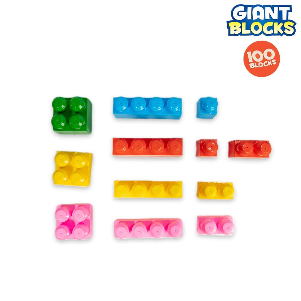 RATNA'S Giant Blocks Big Building Bag with Big Building Blocks, Building Toys for Toddlers (100 Pieces)