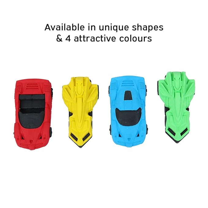 DOMS Non-Toxic Sports Car Shaped Eraser (Pack of 20)