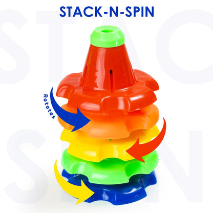 Ratna's 3 in 1 Kinder Gift Set Containing Stack-N-Spin, Rainbow Spinning Tower & Shape Sorter Cube Montessori Toys Preschool Learning for Infants & Toddlers
