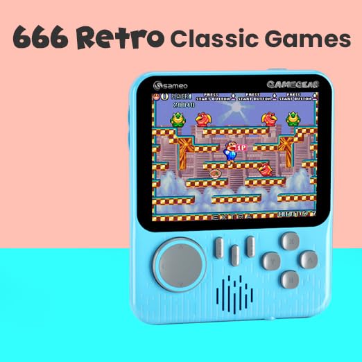 Sameo Gamegear Handheld Video Game Console, Retro Mini Game with 666 Classic Retro Game TV Compatible for Kids, Rechargeable 8 Bit Classi