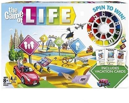 The Game of Life Game, Family Board Game for 2 to 4 Players, for Kids Ages 8 and Up, Includes Colorful Pegs, Multicolour
