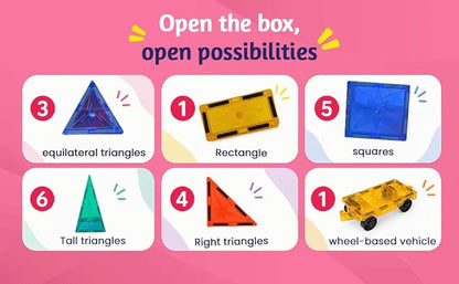 ITPlay Magnetic Tiles 20 Pcs Building Set for Kids | STEM & STEAM Learning Toy | Strong Magnetic Tiles | 2D & 3D Construction Shapes | Safe BPA-Free Educational Toys | Creative Play Set | Age 3+