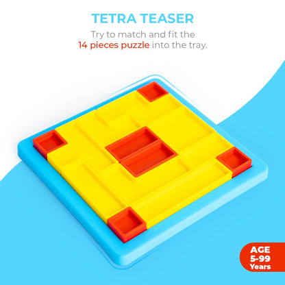 Ratna's Tetra Teaser, Classic Shape Puzzle Game, 40 Challenges, 12 x 12 cm Board, Mind Challenging Family Game for All Ages