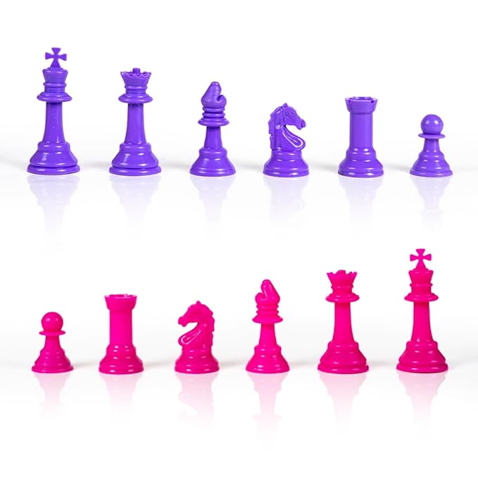 Ratna's Unicorn Magnetic Chess Senior Foldable Magnetic Chess Board Set with Magnetic Pieces for Kids and Adults (13x13 Inches, Pink & Purple Board)