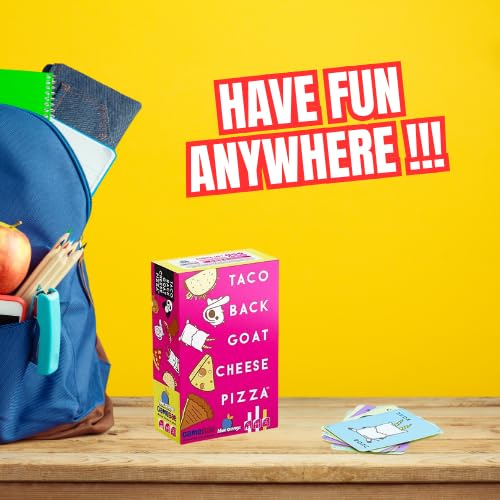 Funskool Taco Back Goat Cheese Pizza – Family Party Game & Travel Card Game | Great Gift for Kids, Teens & Adults | Ages 8+ | 2-8 Players I Taco Cat Goat Cheese Pizza On The Flip Side.