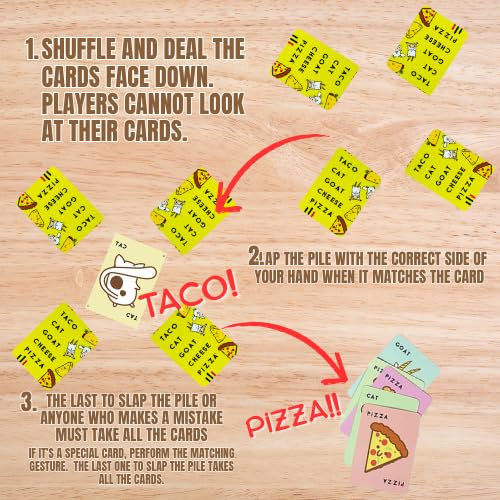 Funskool Taco Back Goat Cheese Pizza – Family Party Game & Travel Card Game | Great Gift for Kids, Teens & Adults | Ages 8+ | 2-8 Players I Taco Cat Goat Cheese Pizza On The Flip Side.