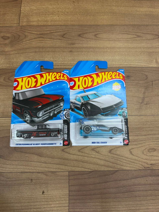 62 CHEVY PICKUP CUSTOM/PERSONALISE AND HIGH TAIL CHASER : SINGLE HOT WHEELS CARs