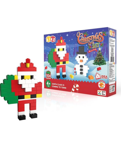 Christmas Building Block Set for Kids | 104 Pcs Creative DIY Holiday Toy | Festive Build Kit with Step-by-Step Idea Book | Compatible with Leading Brands | Ages 4+