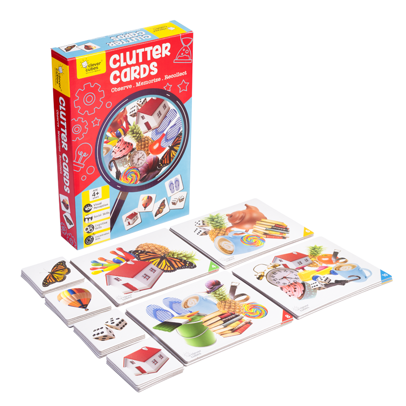 Clever Cubes Clutter Cards | Memory Game for Kids |