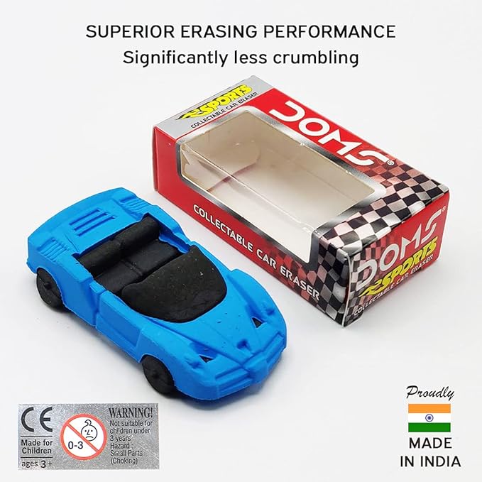DOMS Non-Toxic Sports Car Shaped Eraser (Pack of 20)