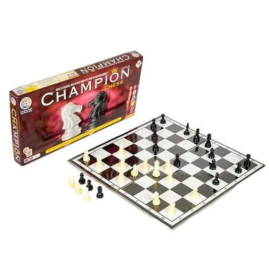 Ratna's Junior Champion Chess Board Game, 2 Player Strategy Game, Black and White Pieces, Family Games for Adults and Kids