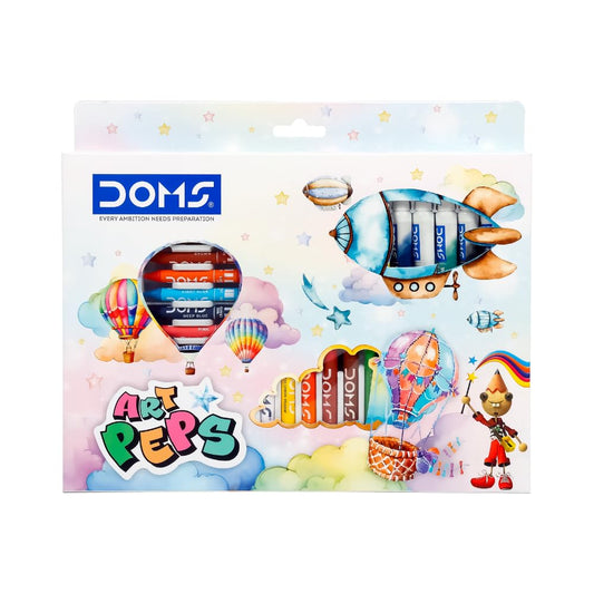 Doms Art Peps Kit | Combination of 5 Various Stationery Items | 12 Wax Crayons + 6 Watercolour Tubes + 12 Oil Pastels + 3 N. Drawing Pencils + 3 Poster Colours | Official Merchandise