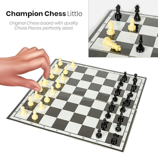 Ratna's Junior Champion Chess Board Game, 2 Player Strategy Game, Black and White Pieces, Family Games for Adults and Kids