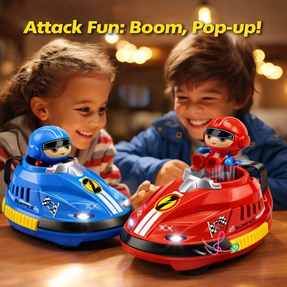 RC Bumper Cars Set for Kids – 2 Player RC Go Kart Battle Dashing Cars, 360° Rotating, Colorful LED Lights & Music, Rechargeable USB 2.4GHz,Racing Toy Ages 3+, Birthday Gift Boys Girls