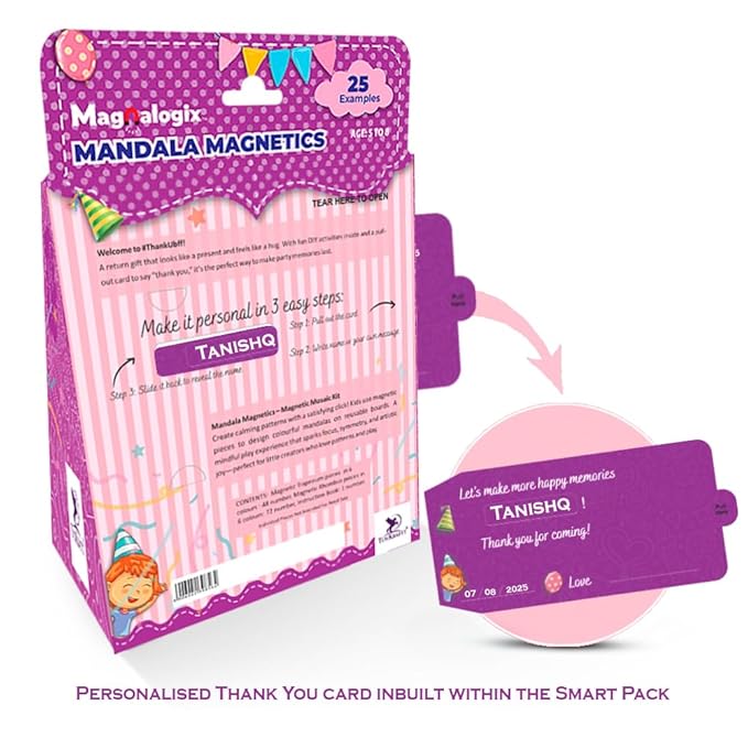 Magnetic Mandala Return Gifts for Birthday Party Bulk, Mandala Magnetics DIY Kit for Kids 5-8 Year, Make 25+ Designs Using Magnetic Shapes