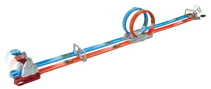 Hot Wheels Stunt Tracks - Double Loop Dash Track Set | 2 Loops, 2 Cars, Head-to-Head Racing | 5+ Years - GFH85