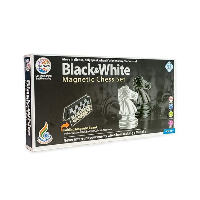 RATNA'S Black & White Magnetic Chess Set for All Ages