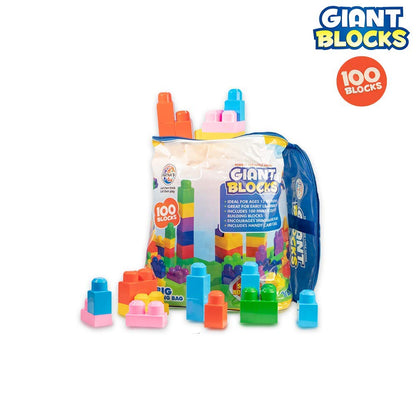 RATNA'S Giant Blocks Big Building Bag with Big Building Blocks, Building Toys for Toddlers (100 Pieces)