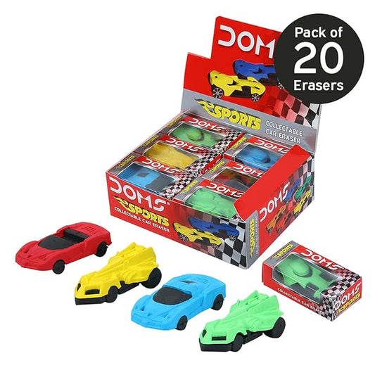 DOMS Non-Toxic Sports Car Shaped Eraser (Pack of 20)