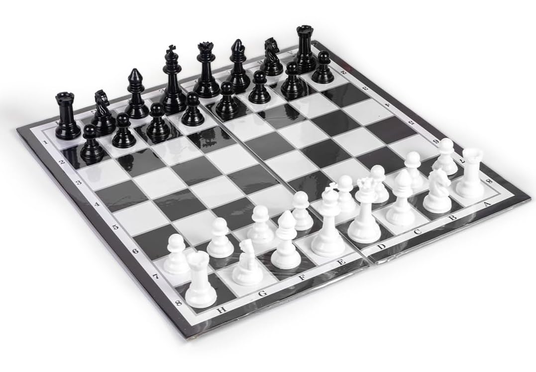 Ratna's Expert Magnetic Chess Senior Foldable Magnetic Chess Board Set with Magnetic Pieces for Kids and Adults (13x13 Inches, Black & White Board)