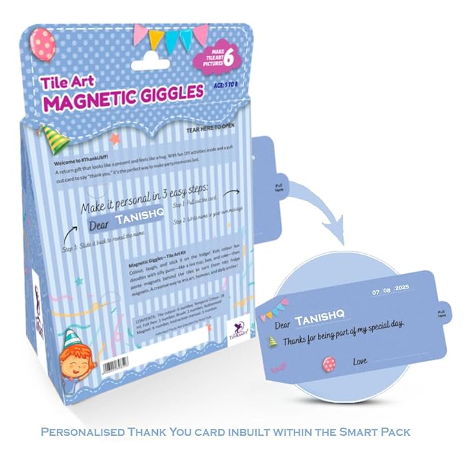Toykraft Magnetic Giggles Tile Art DIY Kit for Kids 5-8 Year, Colour & Create 6 Fridge Magnets