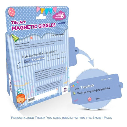 Toykraft Magnetic Giggles Tile Art DIY Kit for Kids 5-8 Year, Colour & Create 6 Fridge Magnets