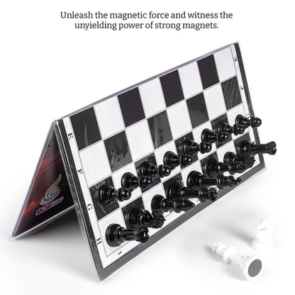 Ratna's Expert Magnetic Chess Senior Foldable Magnetic Chess Board Set with Magnetic Pieces for Kids and Adults (13x13 Inches, Black & White Board)