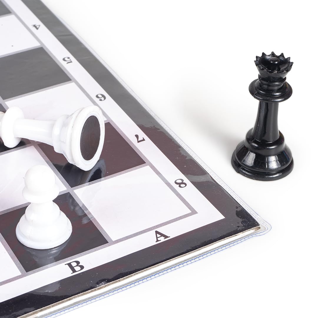 Ratna's Expert Magnetic Chess Senior Foldable Magnetic Chess Board Set with Magnetic Pieces for Kids and Adults (13x13 Inches, Black & White Board)