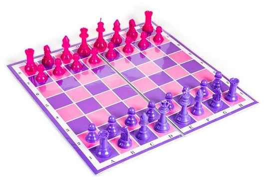 Ratna's Unicorn Magnetic Chess Senior Foldable Magnetic Chess Board Set with Magnetic Pieces for Kids and Adults (13x13 Inches, Pink & Purple Board)